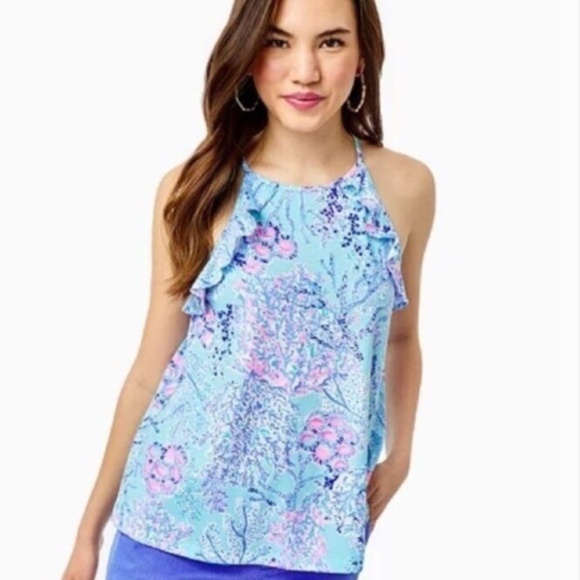 NWT New Lilly Pulitzer Blue and Pink Billie Top in Now You Sea Me Size Small - Picture 2 of 5